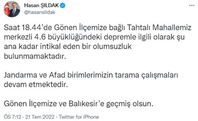 Balıkesir'de 4.6 şiddetinde deprem! Sarsıntı İstanbul ve çevre illerden de hissedildi