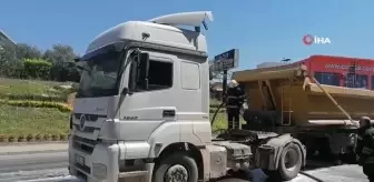 Balataları ısınan tır alev aldı