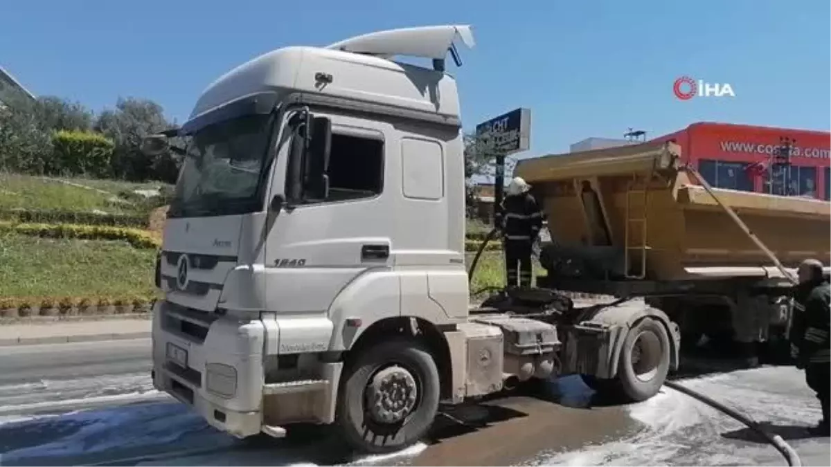 Balataları ısınan tır alev aldı
