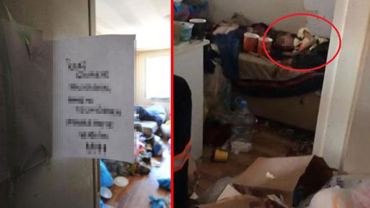 Küçük çocuğun 1 yıldır esir tutulduğu çöp evin girişindeki yazı dikkat çekti