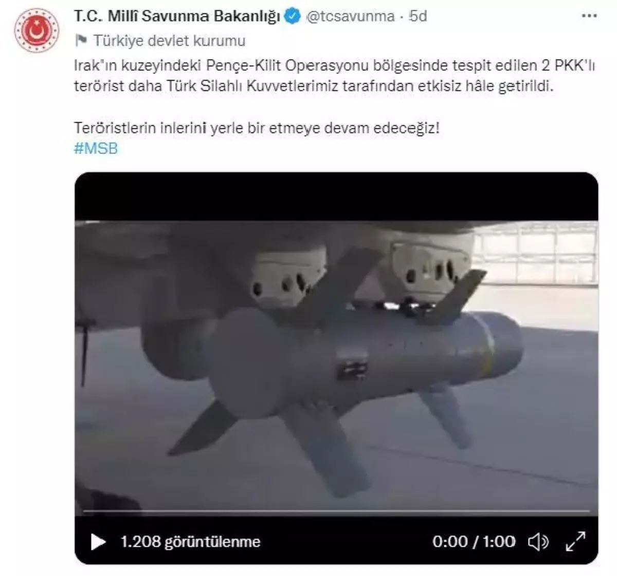 Son dakika haberi... Pençe-Kilit Operasyonu bölgesinde 2 PKK'lı terörist etkisiz hale getirildi