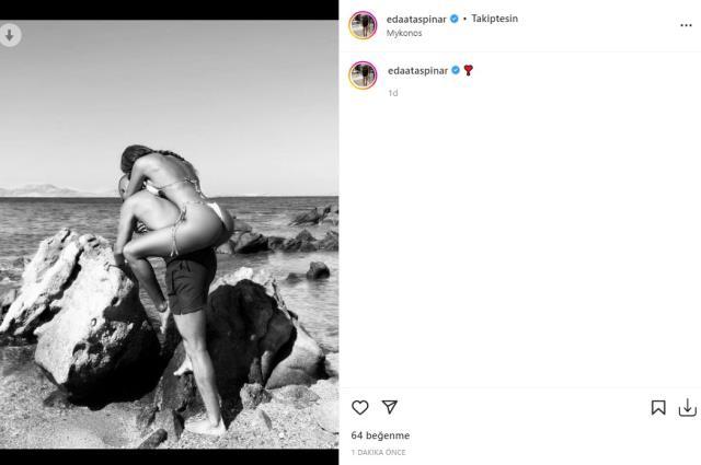 Eda Taşpınar, tanga bikinisiyle sevgilisinin sırtına atlayarak poz verdi Eda Taşpınar, tanga bikinisiyle sevgilisinin sırtına atlayarak poz verdi