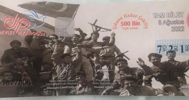 KKTC'yi ayağa kaldıran skandal! Milli piyango biletine teröristlerin fotoğrafını bastılar