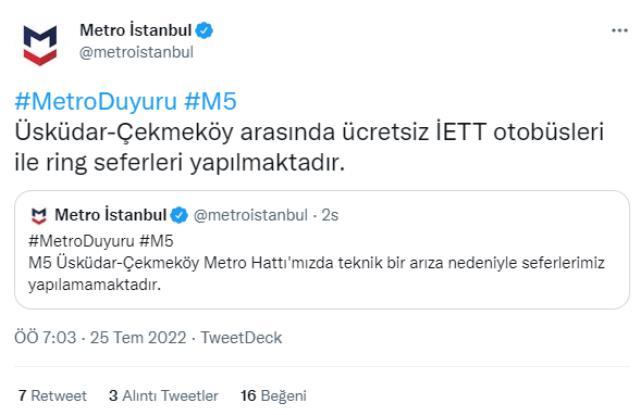 Üsküdar-Çekmeköy metro hattındaki arıza İstanbul'da hayatı felç etti