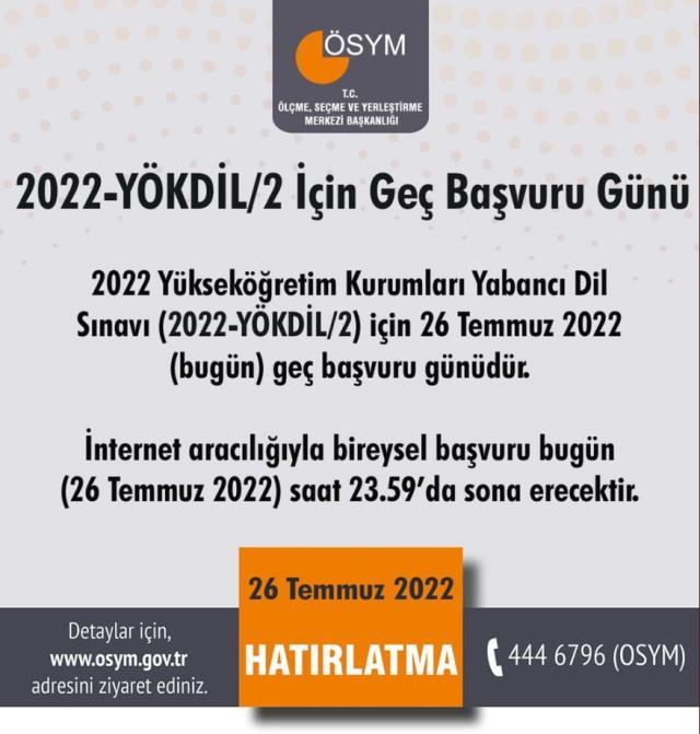 2022-YÖKDİL/2 geç başvuru 2022 ne zaman? 2022 YÖKDİL sınavı ne zaman? 2022-YÖKDİL/2 geç başvuru 2022 ne zaman? 2022 YÖKDİL sınavı ne zaman?
