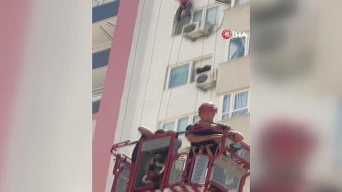 Boya yapan işçiyi emniyet kemeri kurtardı