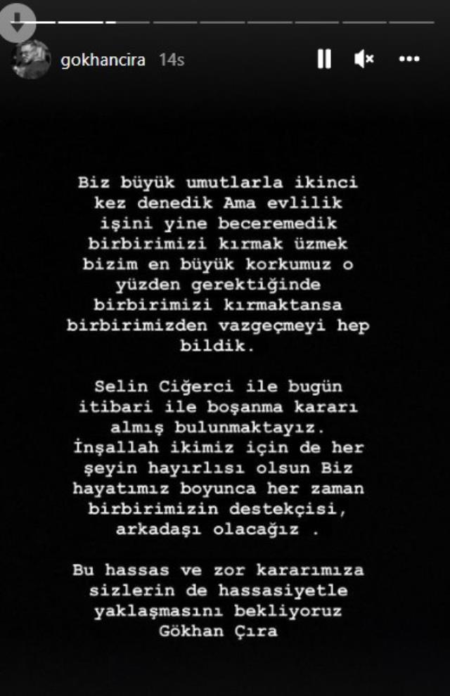 Selin Ciğerci ve Gökhan Çıra çifti ikinci kez boşanma kararı aldı Selin Ciğerci ve Gökhan Çıra çifti ikinci kez boşanma kararı aldı