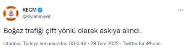 Son dakika: İstanbul Boğazı arıza yapan gemi nedeniyle çift yönlü trafiğe kapatıldı