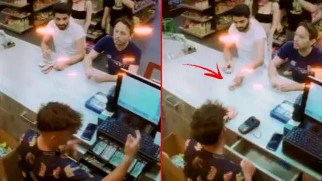 Şarküteri dükkanına giren tırnakçının oyunu kamerada Şarküteri dükkanına giren tırnakçının oyunu kamerada