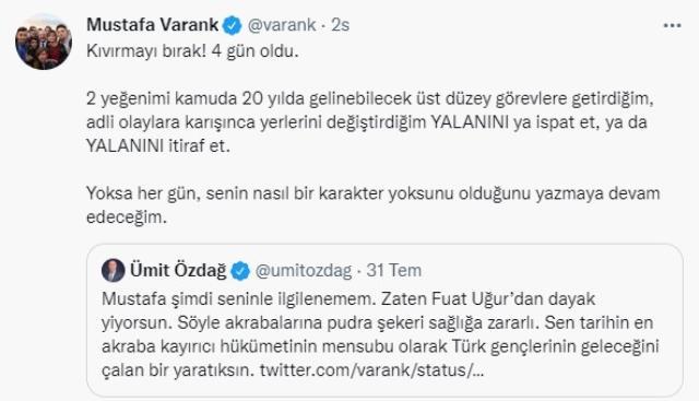Ümit Özdağ'ın kendisi hakkındaki iddiaları Musfafa Varank'ı çıldırttı: Kıvırmayı bırak, yalanını ya ispat et ya itiraf
