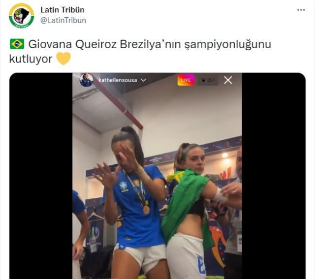 Şampiyonluk sevinci yaşayan Brezilya Kadın Futbol Takımı oyuncuları soyunma odasında kalça dansı yaptı