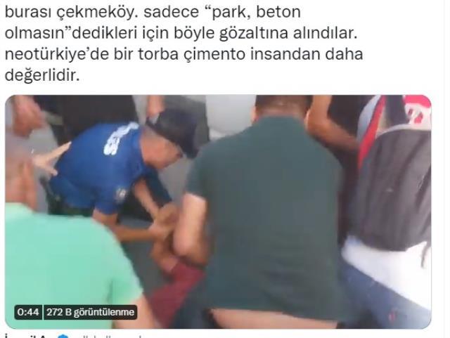 Vatandaşların soluklandığı parkta ağaç sökümüne başlayan ekiplere bir vatandaş 'Yeter artık' diyerek tepki gösterdi