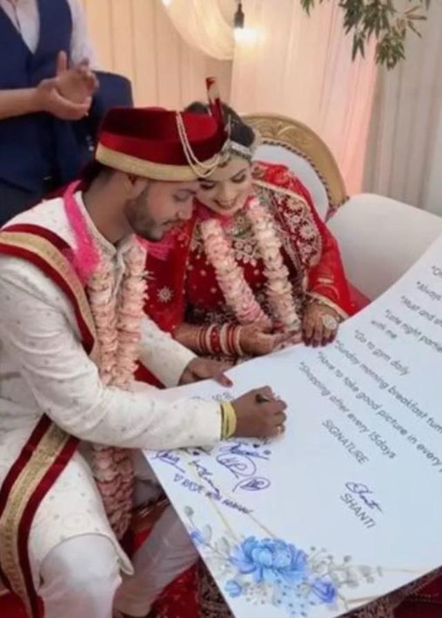 Düğün sırasında imzaladılar! Evlenen çiftin kabul ettiği maddeler hayli ilginç