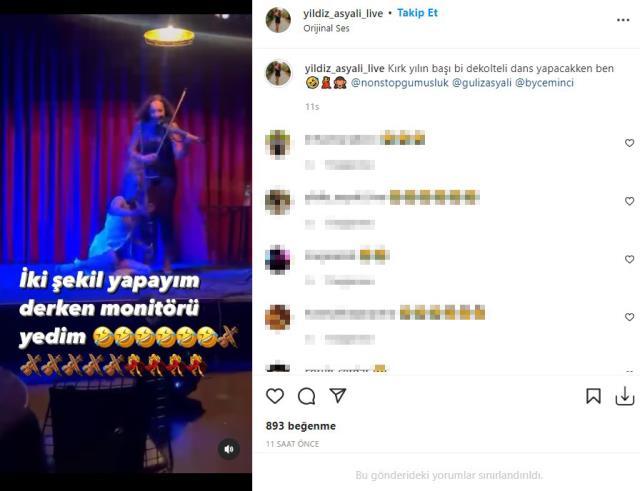 Keman çalarken dans etmeye çalışan Yıldız Asyalı, yere kapaklandı Keman çalarken dans etmeye çalışan Yıldız Asyalı, yere kapaklandı