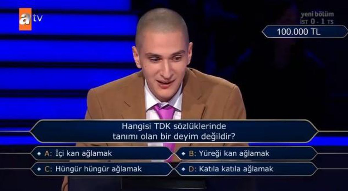 (Hangisi TDK sözlüklerinde tanımı olan bir...) Kim Milyoner Olmak İster 5 Ağustos Sorusu Cevabı Nedir? Kim Milyoner Olmak İster 100 Bin TL'lik soru!