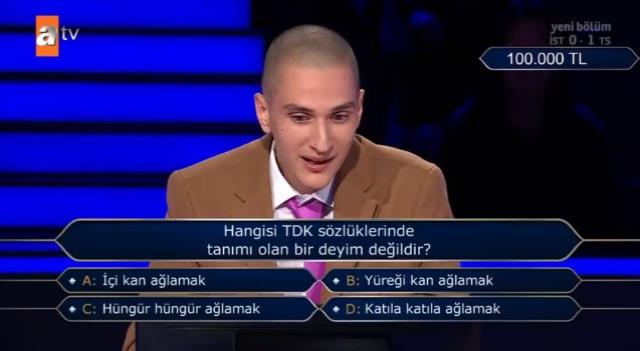 (Hangisi TDK sözlüklerinde tanımı olan bir...) Kim Milyoner Olmak İster 5 Ağustos Sorusu Cevabı Nedir? Kim Milyoner Olmak İster 100 Bin TL'lik soru!