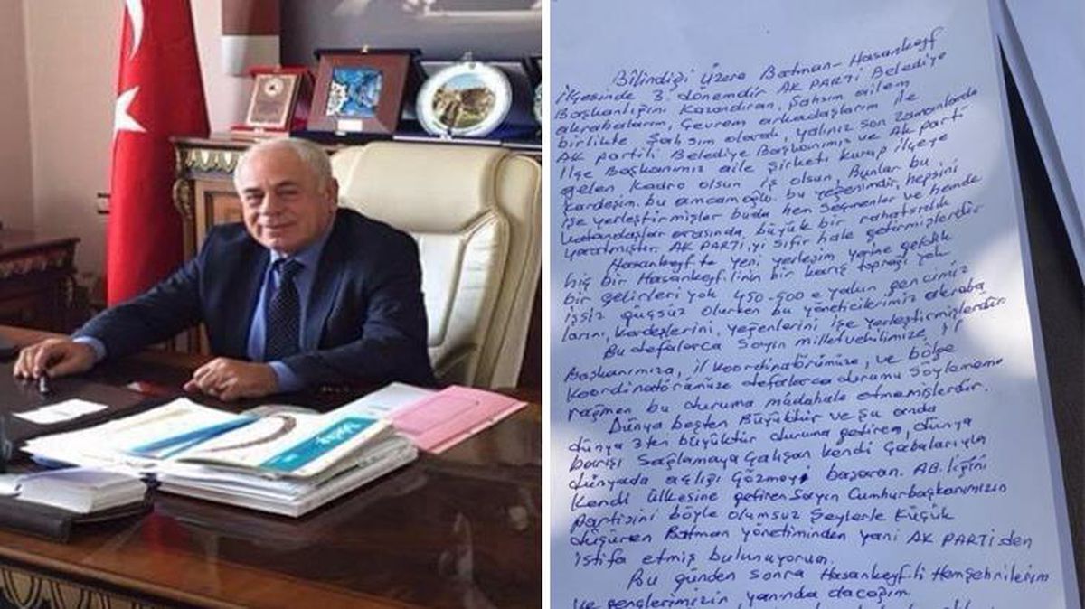 Hasankeyf Belediyesi Başkanvekili Abdullah Tarhan, 'Artık dayanamadım' deyip AK Parti'den istifa etti