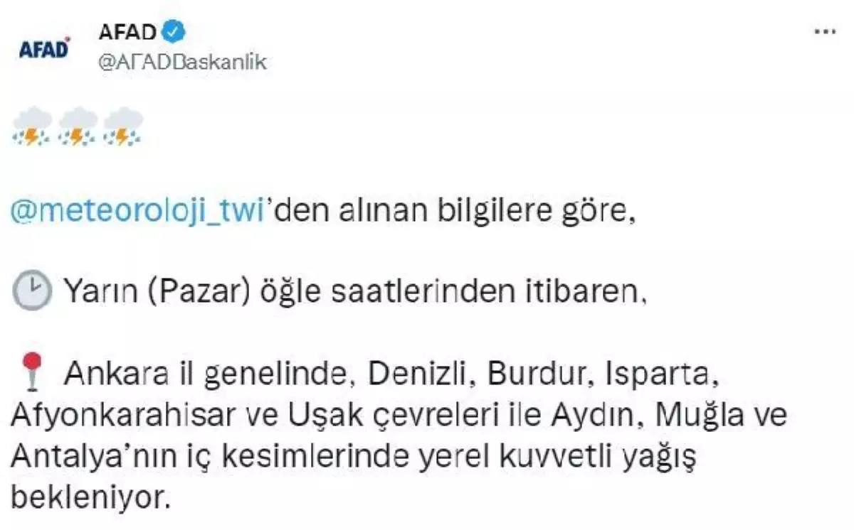 AFAD'dan 9 il için 'kuvvetli yağış' uyarısı