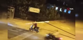 Bursa haberi... Bursa'da motosikletle 3 metrelik merdiveni böyle taşımaya çalıştı