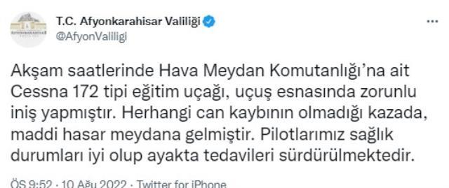 Afyonkarahisar'da sivil eğitim uçağı düştü: 2 yaralı