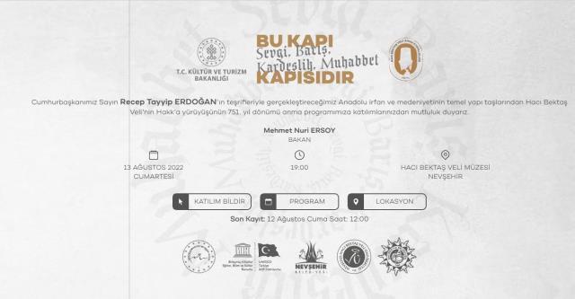 Cumhurbaşkanı Erdoğan, Hacı Bektaş Veli'yi anma programına katılacak