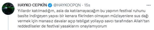 Ünlü isimler, Zeytinli Rock Festivali'nin iptal edilmesine tepki gösterdi Ünlü isimler, Zeytinli Rock Festivali'nin iptal edilmesine tepki gösterdi