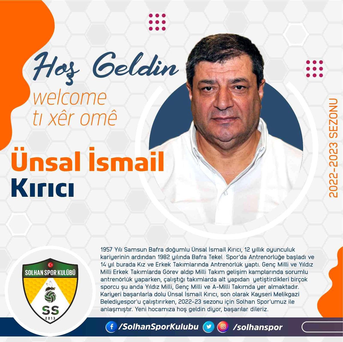 Bingöl haber! Solhan Spor Ünsal İsmail Kırıcı ile anlaştı