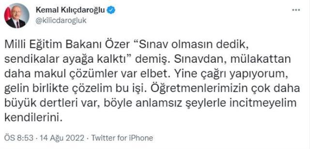 Kılıçdaroğlu'ndan Bakan Mahmut Özer'e sınav çağrısı: Gelin birlikte çözelim