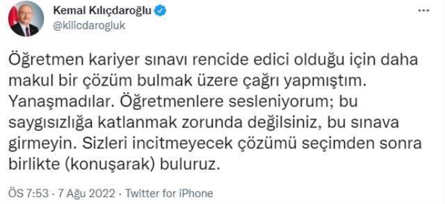 Kılıçdaroğlu'ndan Bakan Mahmut Özer'e sınav çağrısı: Gelin birlikte çözelim