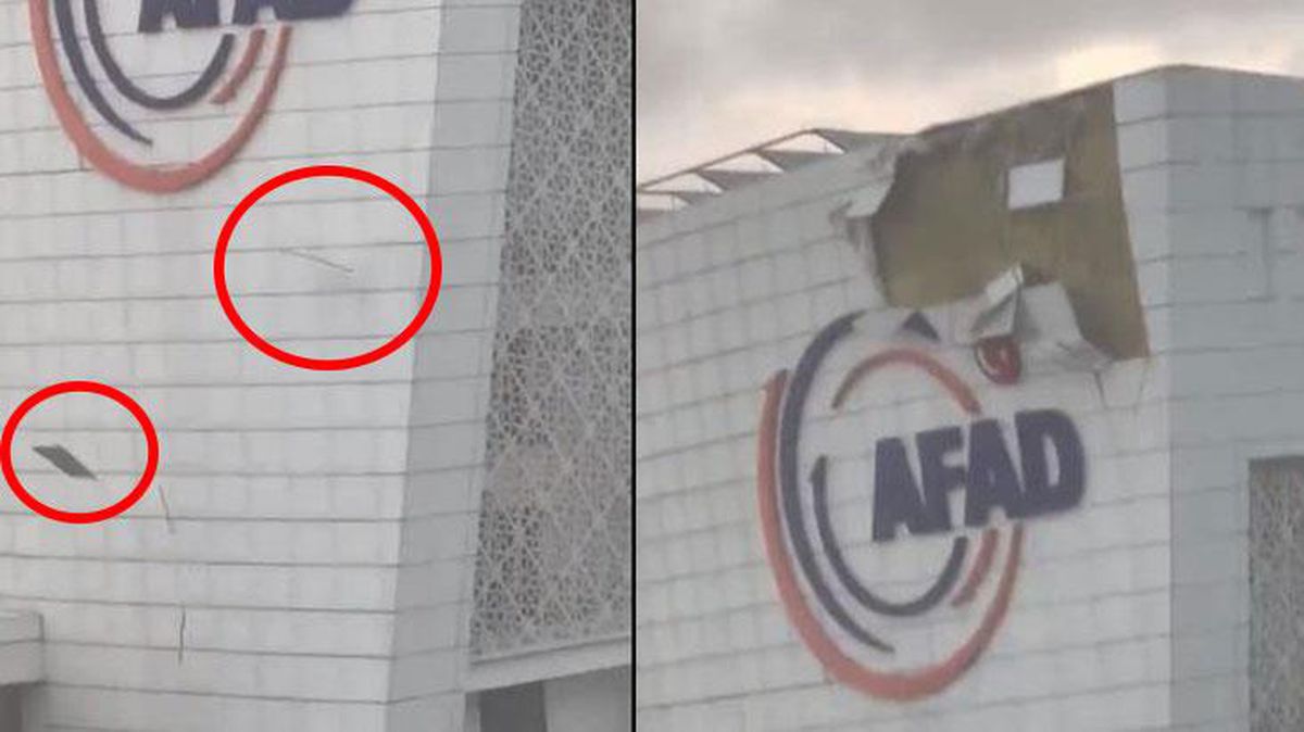 Ankara'da yoldan geçenler gözlerine inanamadı! Şiddetli rüzgar, AFAD binasının dış cephesini söktü