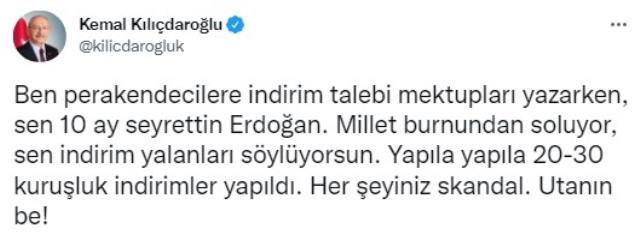 Tarım Kredi marketlerinin yaptığı indirim Kılıçdaroğlu'nu memnun etmedi: Her şeyiniz skandal, utanın