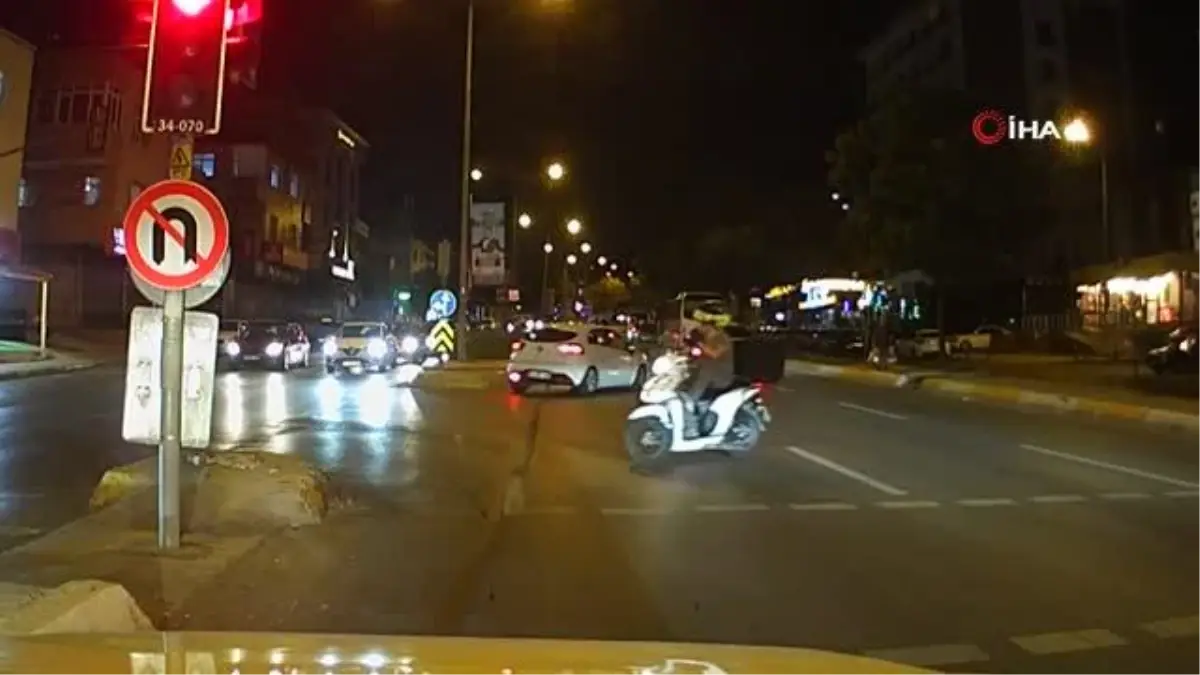 Ataşehir'de kural tanımayan motokuryenin tehlikeli yolculuğu kamerada