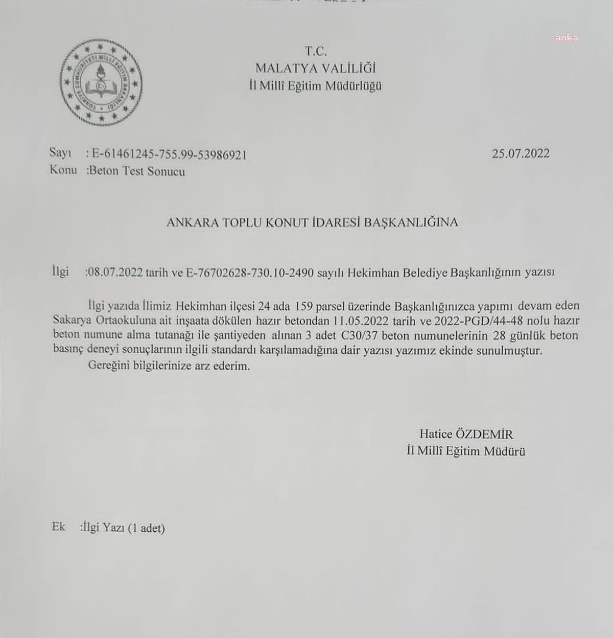 Malatya haber | Malatya'nın Hekimhan İlçesinde Yapılan Okul Binasında Standart Dışı Beton Kullanılmış