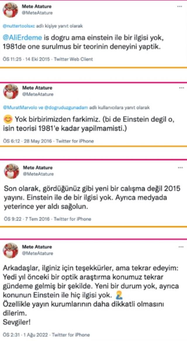 Mete Atatüre'nin ışık seviyesinin gürültü ölçümü deneyini başarıyla yaptığı çalışmanın güncel olduğu iddiası