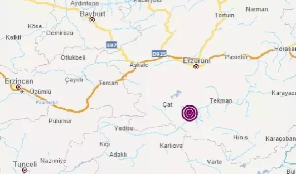 Erzurum'da gece saatlerinde 3.7'lik sarsıntı korkuttu Erzurum'da gece saatlerinde 3.7'lik sarsıntı korkuttu