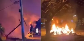 Elektrik direğine çarpan lüks araç alev topuna döndü, içindekiler son anda kurtuldu