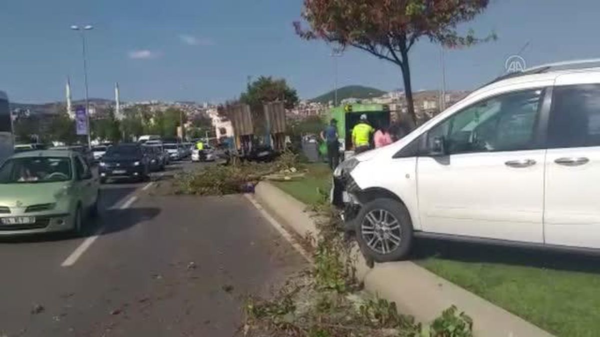 Pendik'te araca çarptıktan sonra refüje çıkan tırın sürücüsü yaralandı