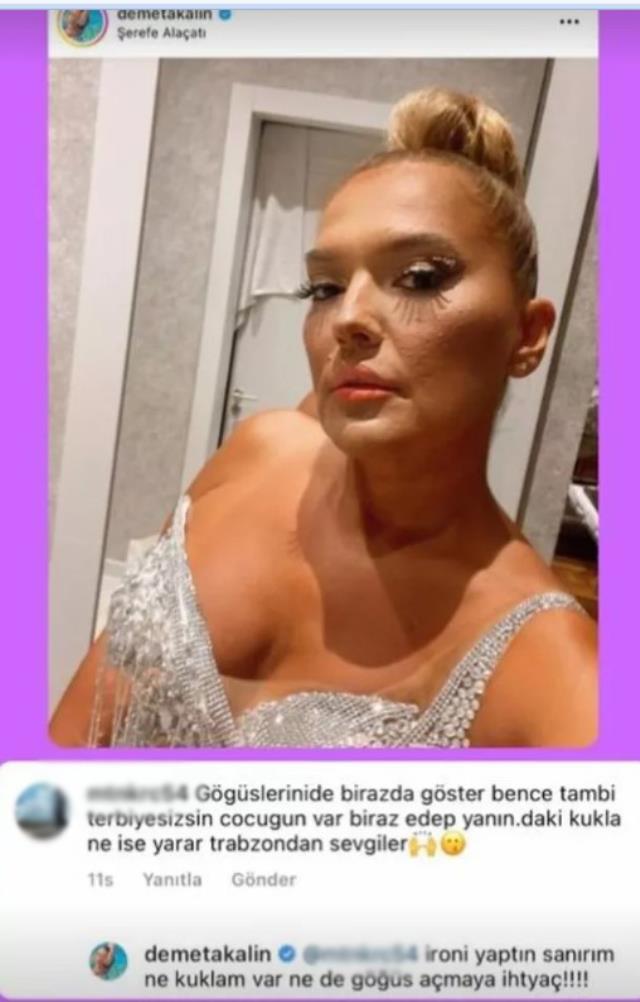 Demet Akalın'ndan 'Göğüslerini biraz daha aç, terbiyesizsin' diyen takipçine tokat gibi cevap