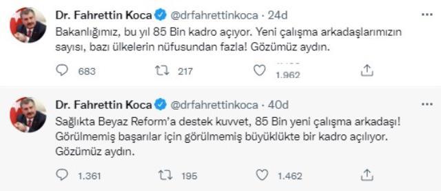 Bakan Koca müjdeyi verdi: Sağlık Bakanlığı'na 85 bin personel alınacak