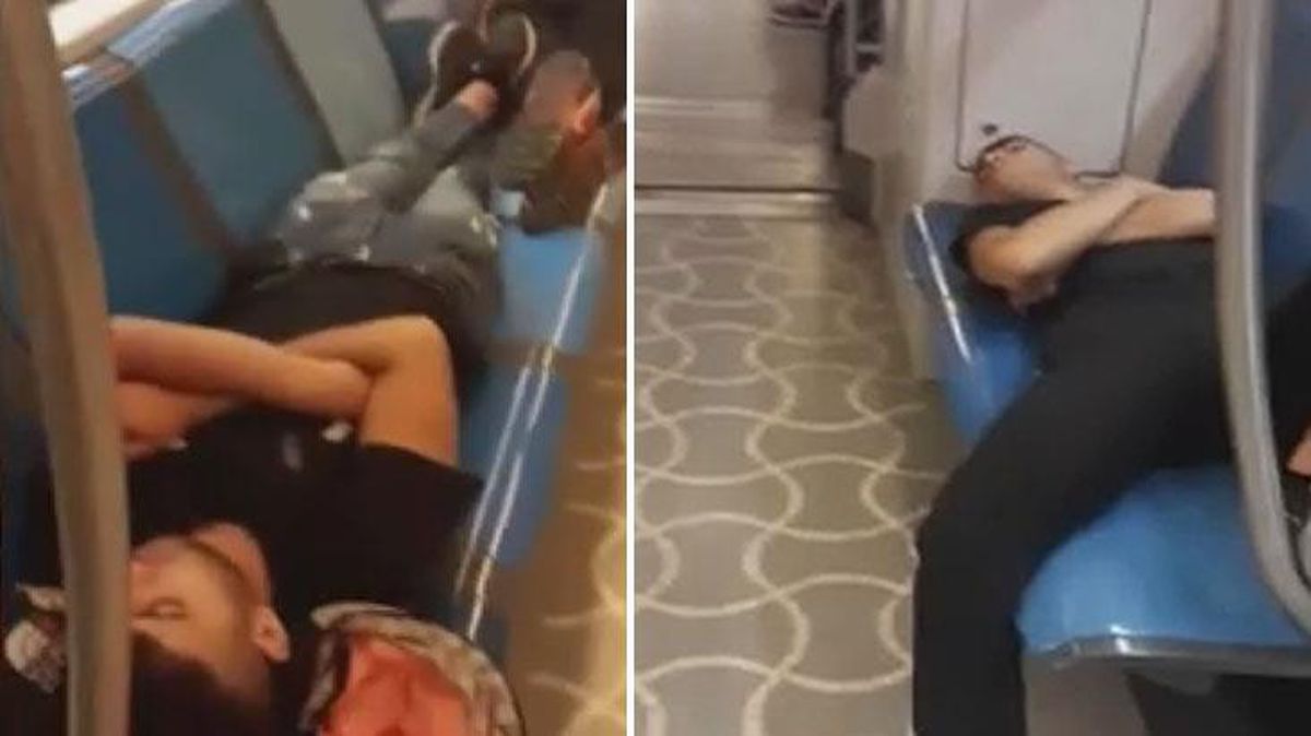 İstanbul'da metroda tepki çeken görüntü! Kimseye aldırış etmeden uyudular