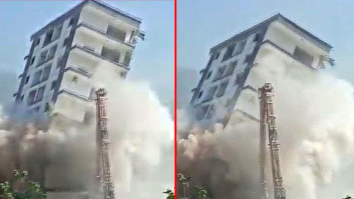 İzmir depreminde hasara gören bina kontrollü şekilde yıkılmak istenirken kendiliğinden yıkıldı