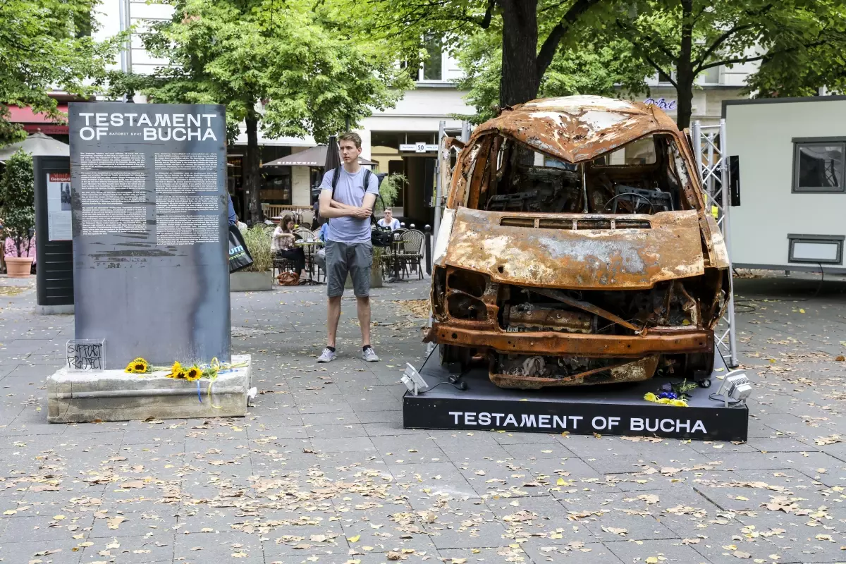 Kastamonu haberi! Rusya-Ukrayna savaşında Butça'da kurşunlandıktan sonra yanan araç Berlin'de sergileniyor