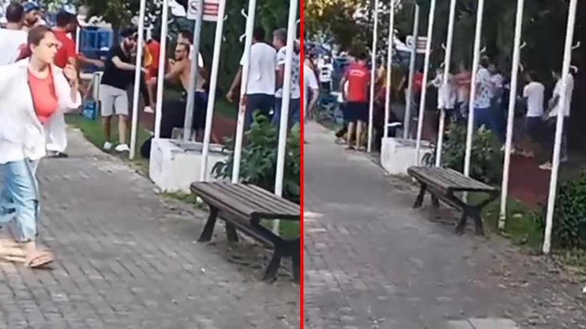 Su kayağı yapan kadınların fotoğrafını çekerken yakalanan kişiler kalabalık tarafından dövüldü