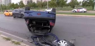 Pendik'te karşı yönden gelen araca çarpan otomobil takla attı: 1 yaralı