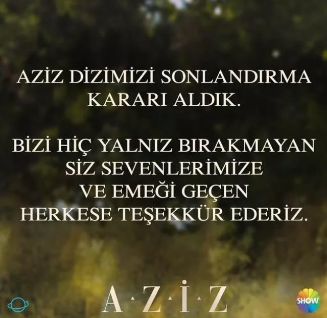 Yeni bölümleri beklenen Aziz dizisi yayından kaldırıldı Yeni bölümleri beklenen Aziz dizisi yayından kaldırıldı