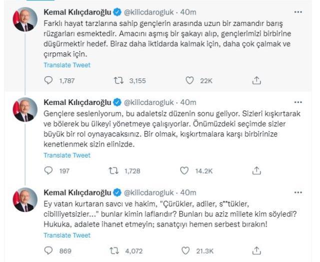 CHP lideri Kılıçdaroğlu'ndan Gülşen çağrısı: Hemen serbest bırakılmalı