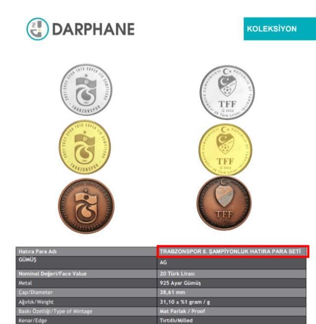 Darphane'nin Trabzonspor için bastığı hatıra parasındaki şampiyonluk detayı Fenerbahçelileri ayaklandırdı