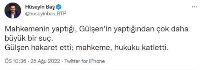 Gülşen'in tutuklanmasına bir yorum da Hüseyin Baş'tan geldi: Mahkeme hukuku katletti