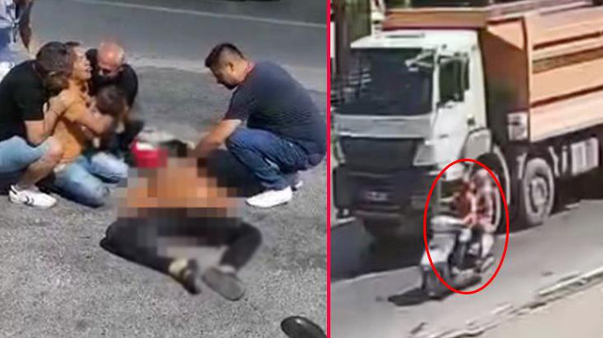 Kamyonun altında kalan anne ve bebeği yaşamını yitirdi, babanın feryatları yürek yaktı