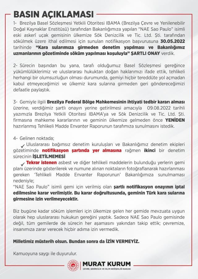 Son Dakika: İzmir'de sökülmesi planlanan asbestli geminin Türk kara sularına girişine izin çıkmadı